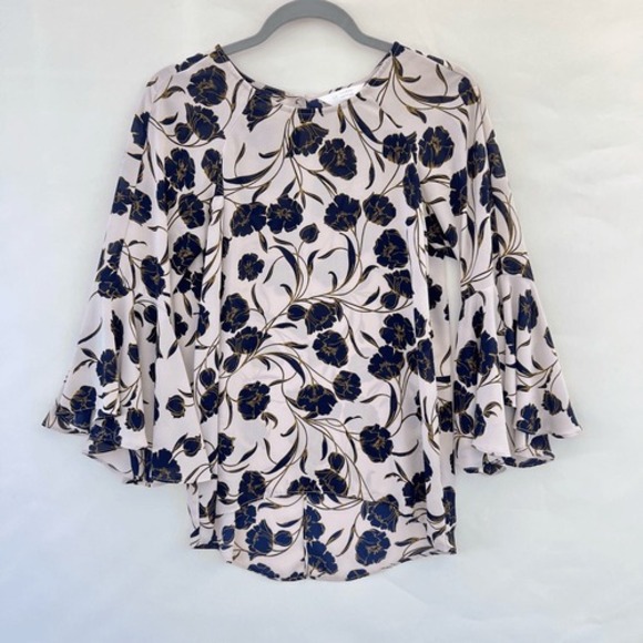 LC Lauren Conrad Runway Floral Bell Sleeve Blouse Top - Picture 1 of 8